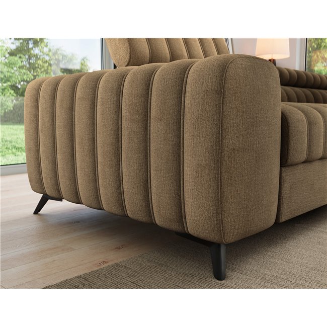 Угловой диван Elkanedo R, раздвижной, Nube 20, бархат, светло-коричневый, H86x269x204cm