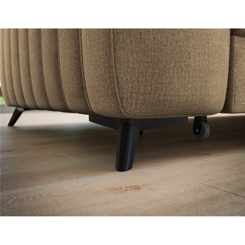 Угловой диван Elkanedo R, раздвижной, Nube 20, бархат, светло-коричневый, H86x269x204cm