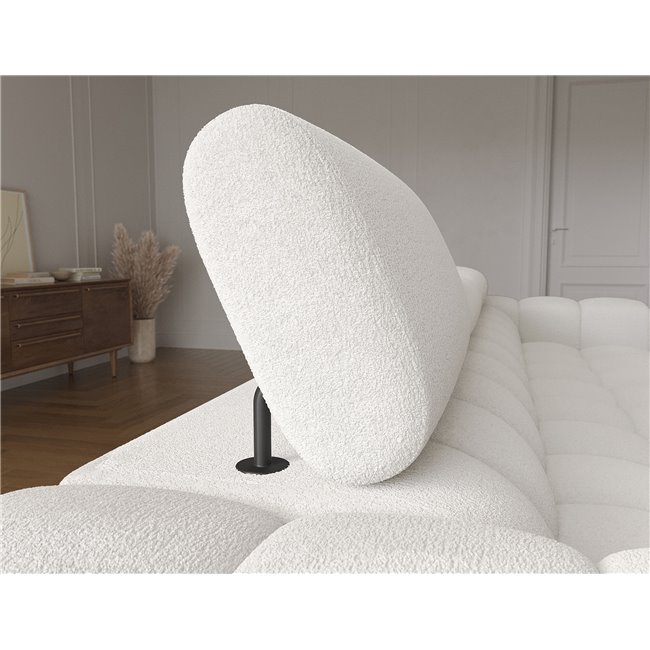 Угловой диван Elferlo L, раздвижной, Royal 01, букле, белый, H93x285x181cm