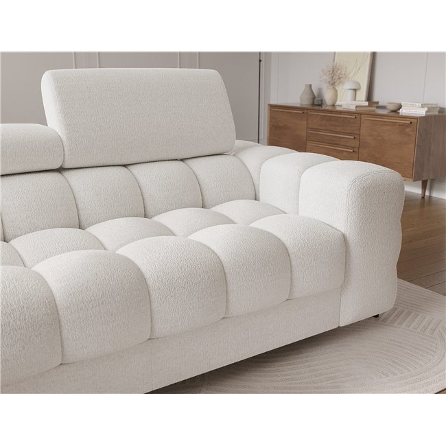 Угловой диван Elferlo L, раздвижной, Royal 01, букле, белый, H93x285x181cm