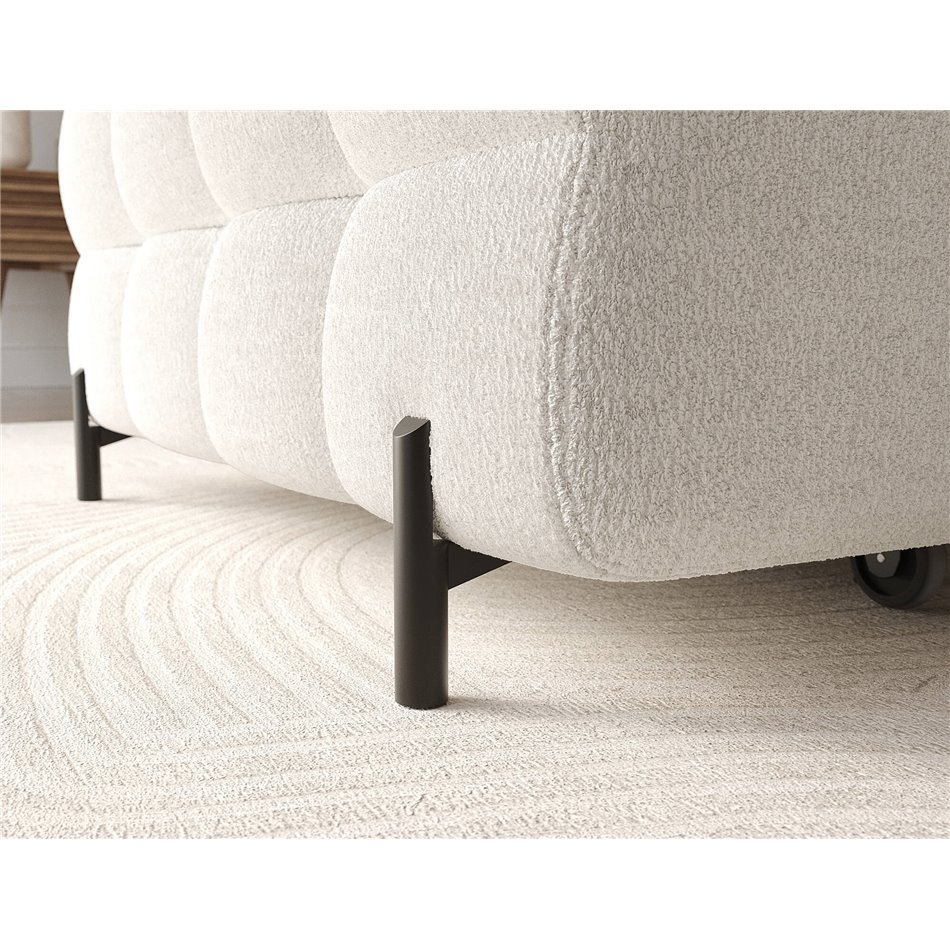 Угловой диван Elferlo L, раздвижной, Royal 01, букле, белый, H93x285x181cm