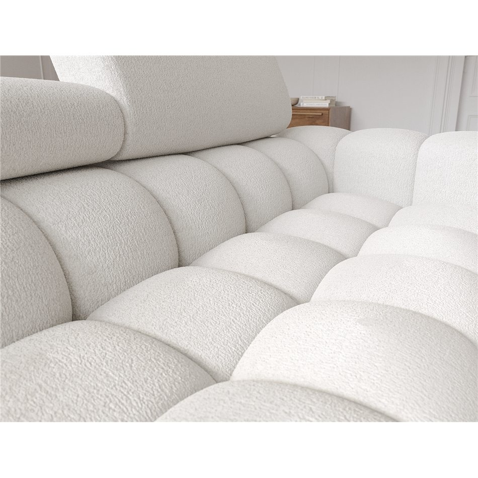 Угловой диван Elferlo L, раздвижной, Royal 01, букле, белый, H93x285x181cm