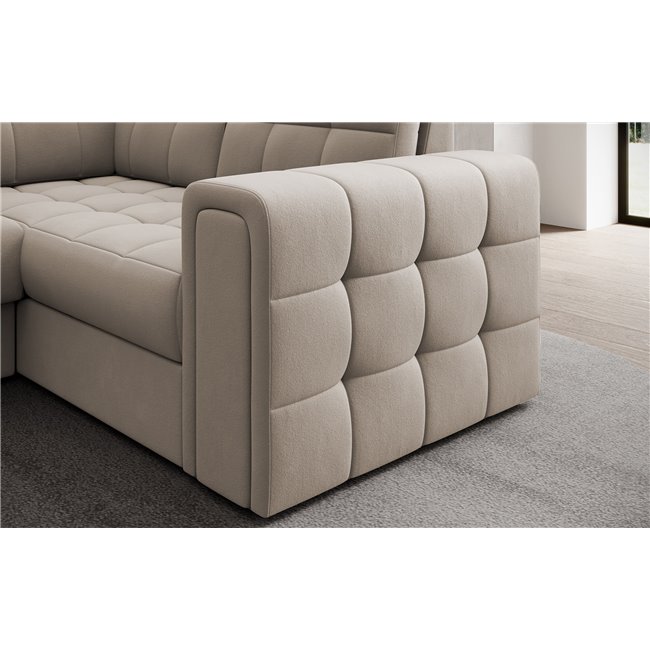 Corner sofa Elewett L, sleeping function, Sola 18, beige, H82x299x198cm