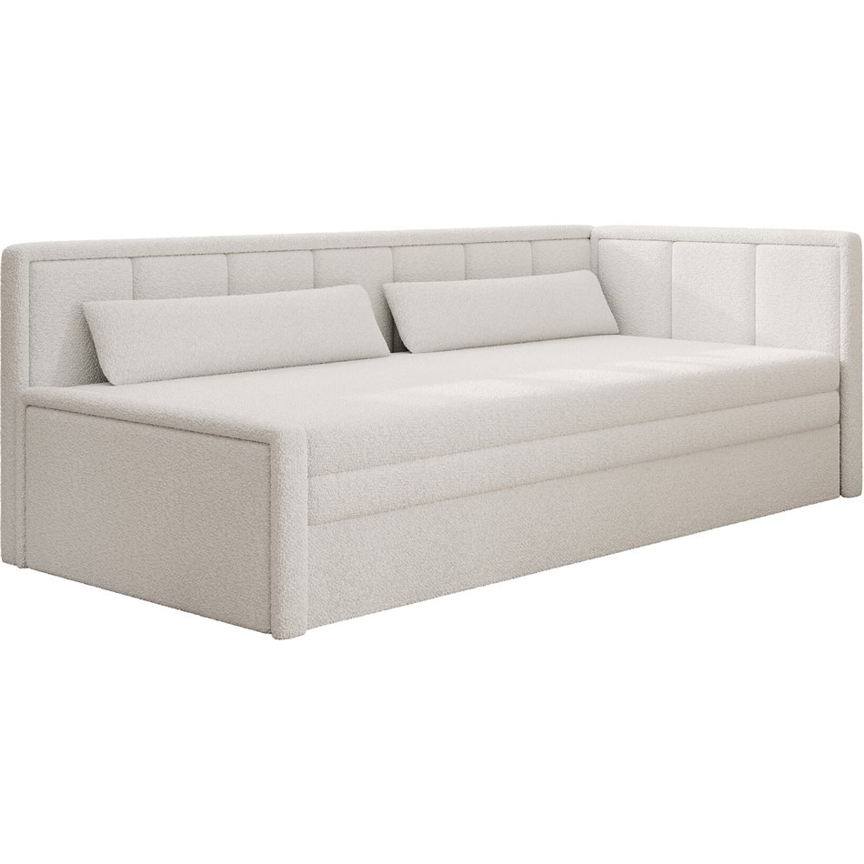 Sofa bed Elfulgeo R, sleeping function, Royal 01, boucle, white, H77x214x82cm