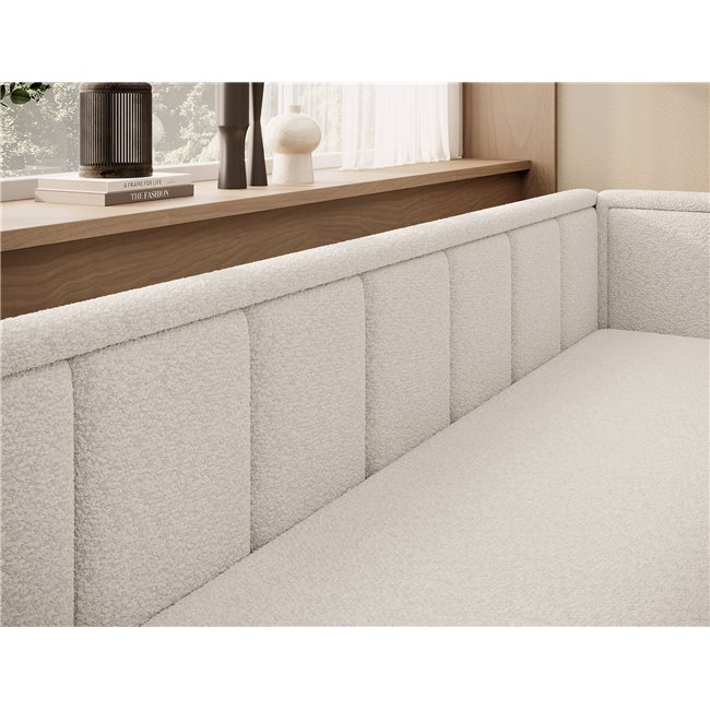 Sofa bed Elfulgeo R, sleeping function, Royal 01, boucle, white, H77x214x82cm