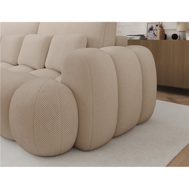 Sofa bed Elcotonn, sleeping function, Calmora 18, beige, H105x256x119cm
