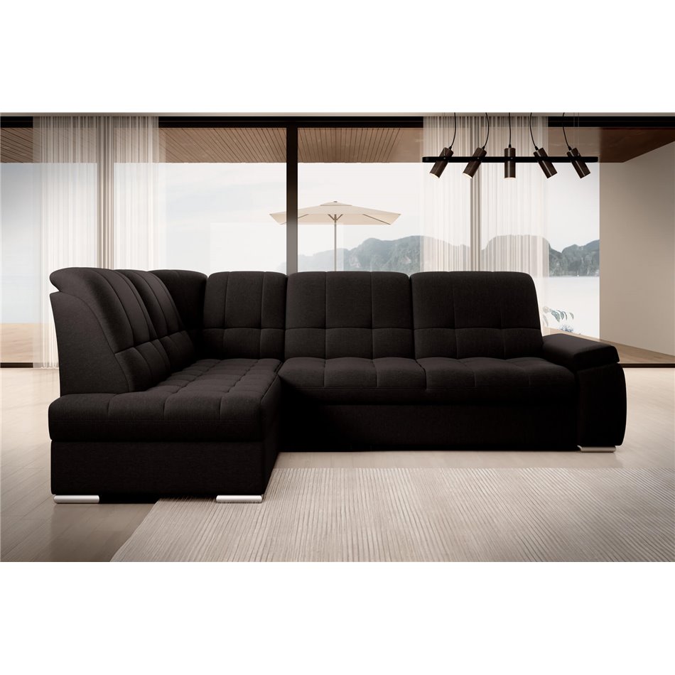 Угловой диван Elsado L, раздвижной, Flores 22, темно-коричневый, H95x272x192cm