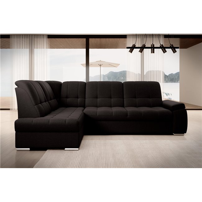 Угловой диван Elsado L, раздвижной, Flores 22, темно-коричневый, H95x272x192cm