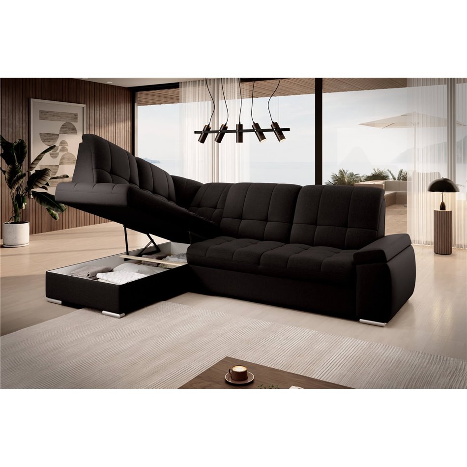 Угловой диван Elsado L, раздвижной, Flores 22, темно-коричневый, H95x272x192cm