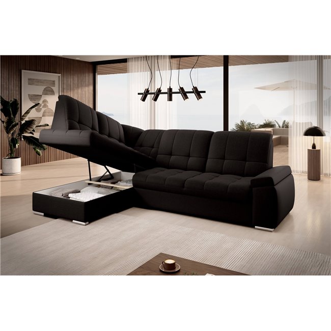 Угловой диван Elsado L, раздвижной, Flores 22, темно-коричневый, H95x272x192cm