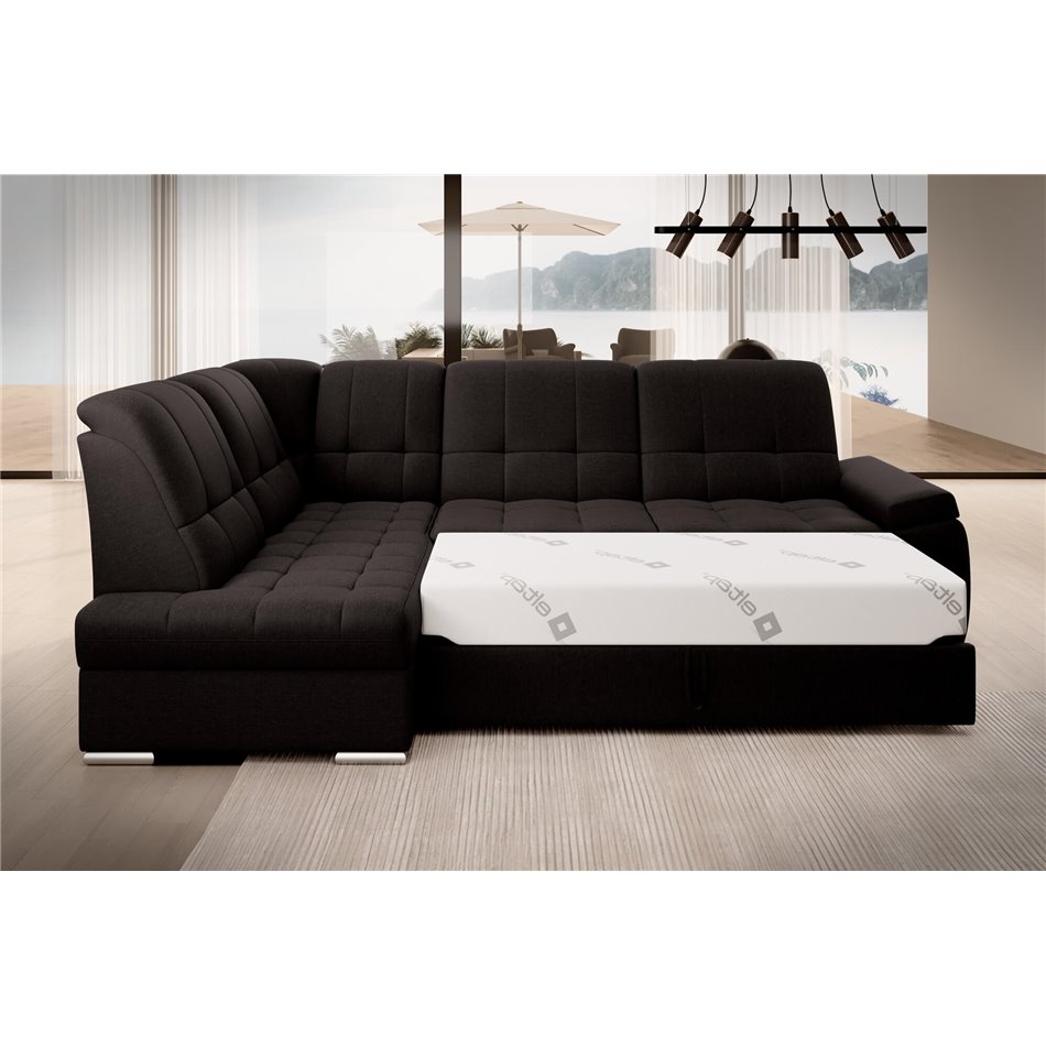 Угловой диван Elsado L, раздвижной, Flores 22, темно-коричневый, H95x272x192cm