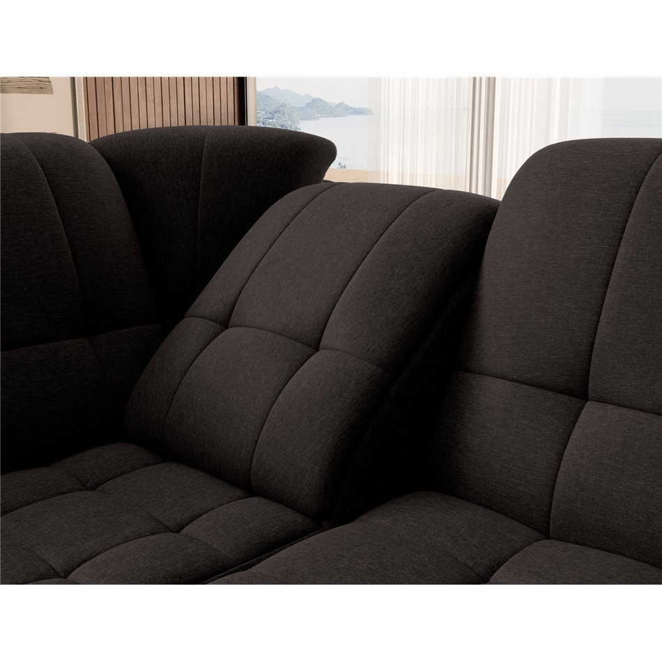 Угловой диван Elsado L, раздвижной, Flores 22, темно-коричневый, H95x272x192cm