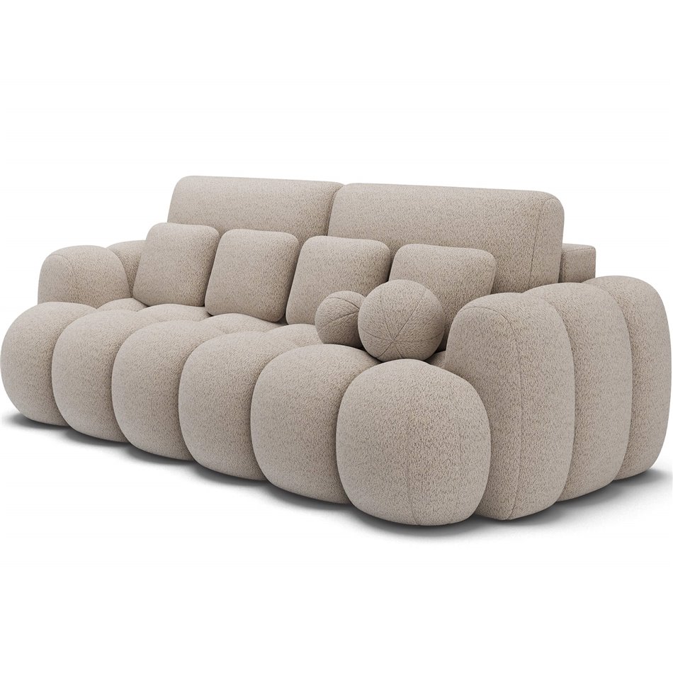 Sofa bed Elcotonn, sleeping function, Royal 18, boucle, beige, H105x256x119cm