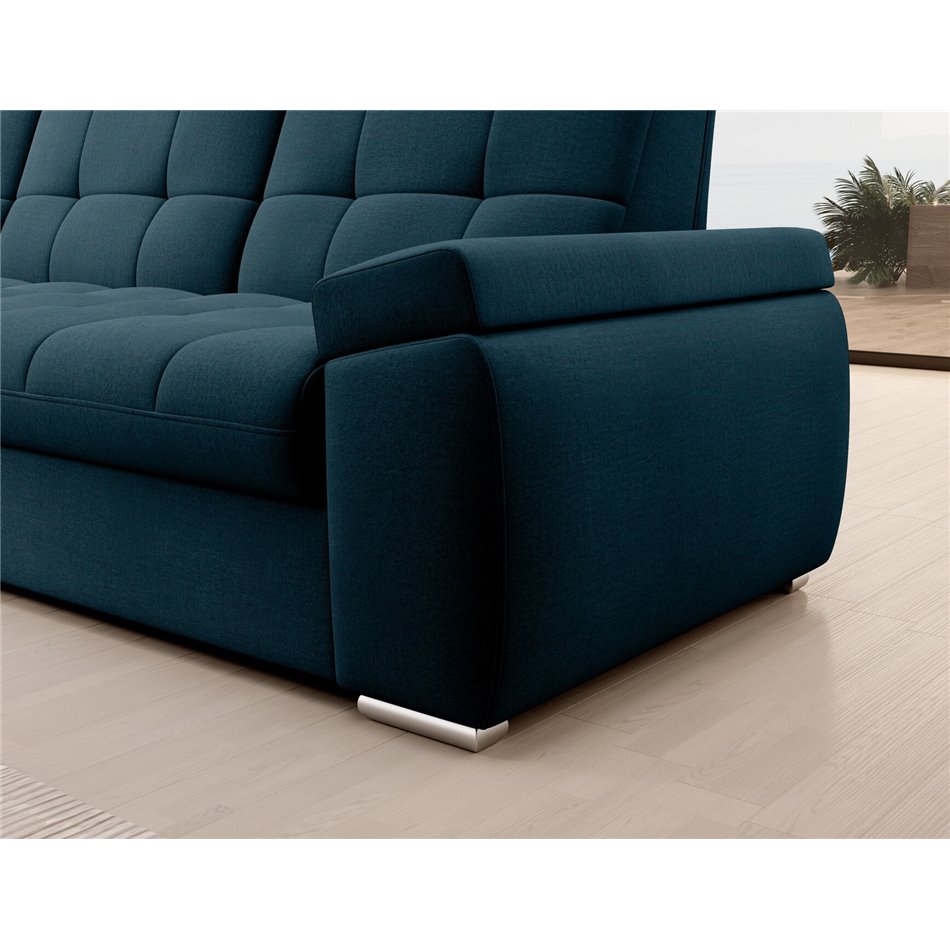 Угловой диван Elsado L, раздвижной, Nube 40, бархат, темно-синий, H95x272x192cm