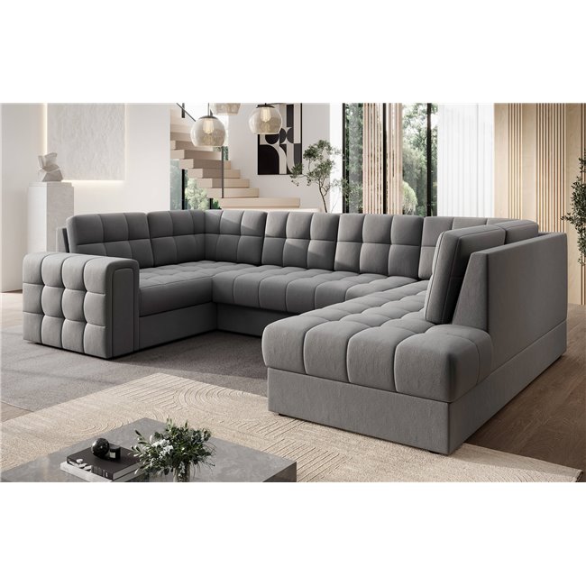 Corner sofa Elewett R, sleeping function, Sola 04, grey, H82x299x198cm
