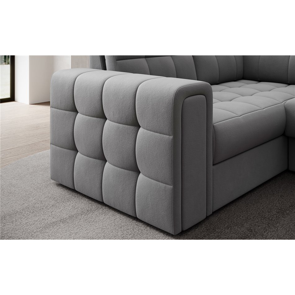 Corner sofa Elewett R, sleeping function, Sola 04, grey, H82x299x198cm