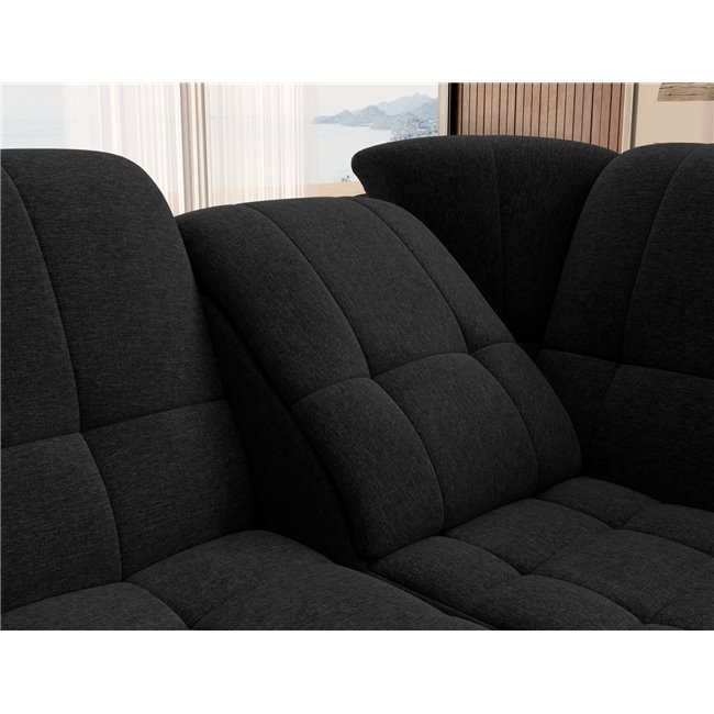 Угловой диван Elsado R, раздвижной, Flores 10, черный, H95x272x192cm