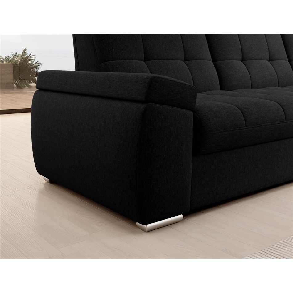 Угловой диван Elsado R, раздвижной, Flores 10, черный, H95x272x192cm