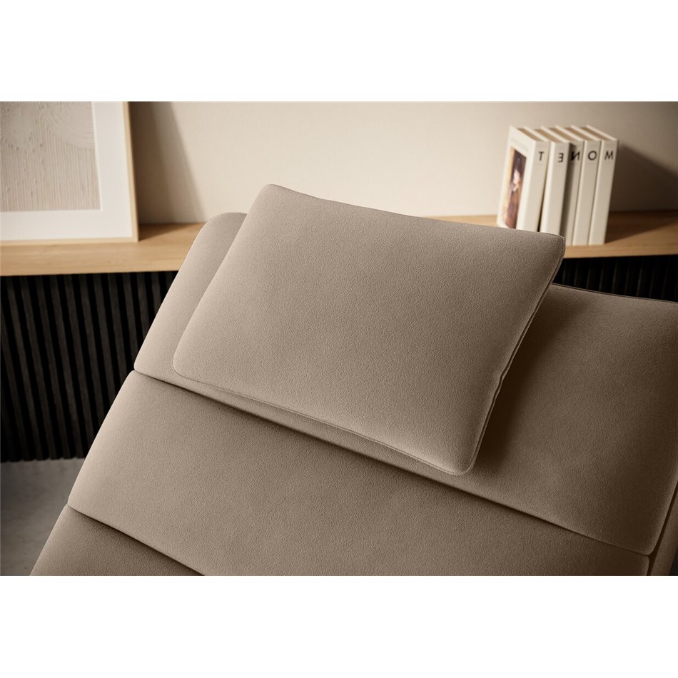 Chaise lounge chair Eltaco, Nube 20, velvet, light brown, H95x85x170cm