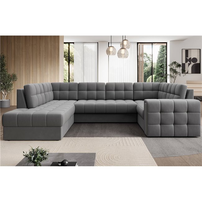Corner sofa Elewett L, sleeping function, Sola 04, grey, H82x299x198cm