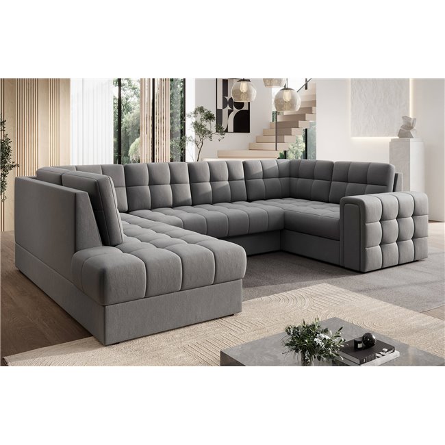 Corner sofa Elewett L, sleeping function, Sola 04, grey, H82x299x198cm
