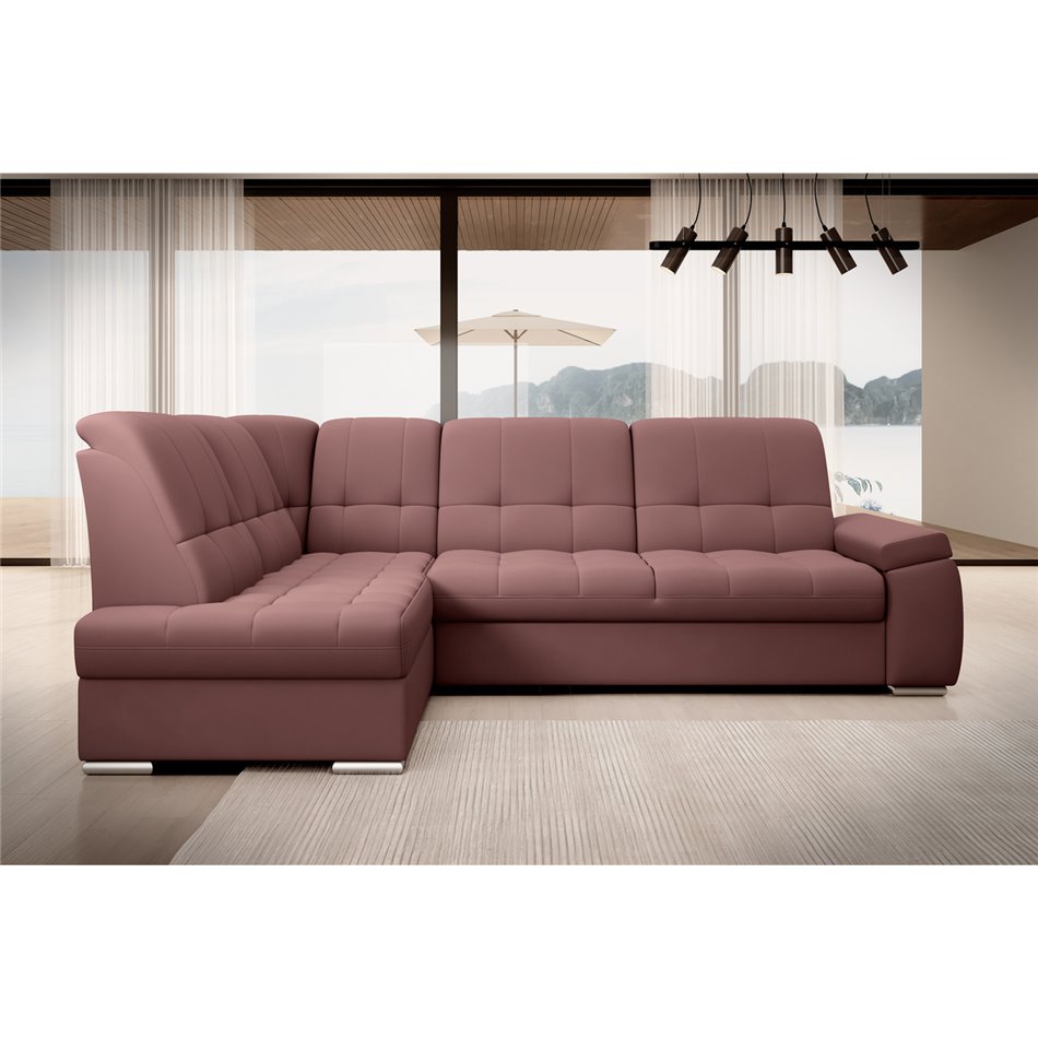 Угловой диван Elsado L, раздвижной, Velvetmat 24, бархат, розовый, H95x272x192cm