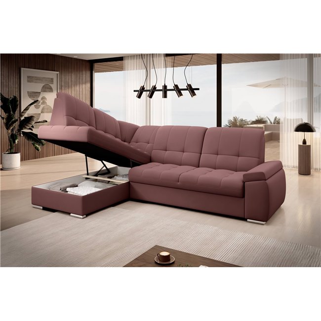 Угловой диван Elsado L, раздвижной, Velvetmat 24, бархат, розовый, H95x272x192cm