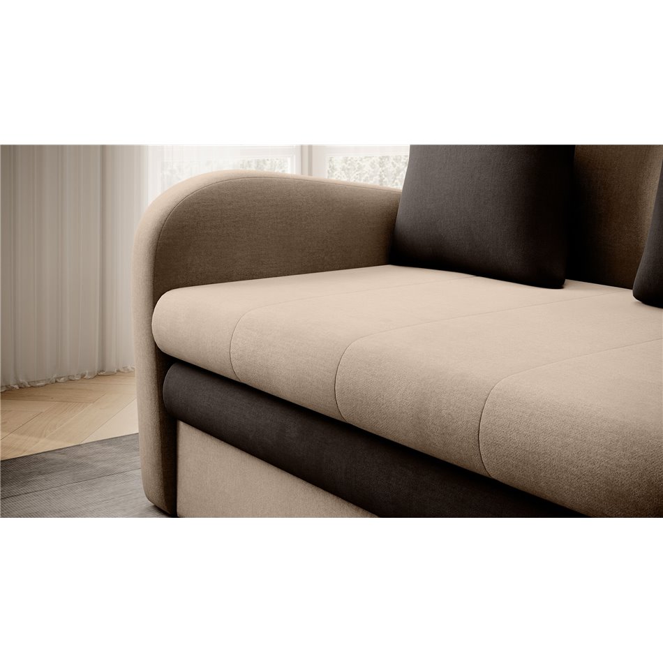 Sofa bed Elario, sleeping function, Nube 20, Nube 22, velvet, light brown, H85x130x103cm