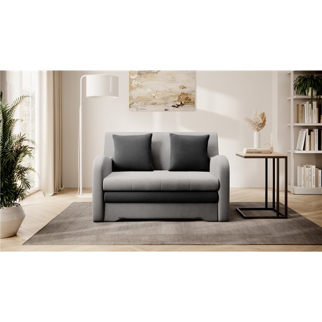 Sofa bed Elario, sleeping function, Nube 03, Nube 6, velvet, grey, H85x130x103cm