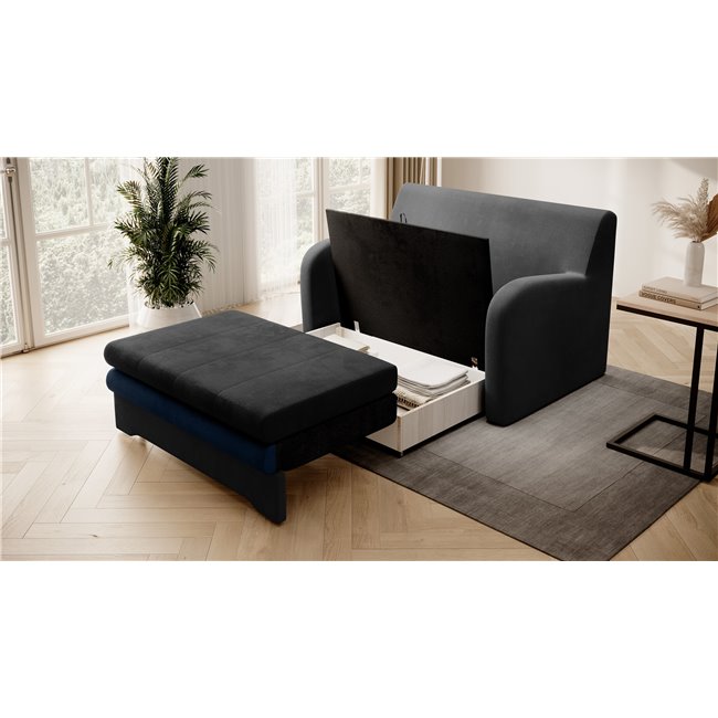 Sofa bed Elario, sleeping function, Nube 06, Nube 40, velvet, dark grey, H85x130x103cm