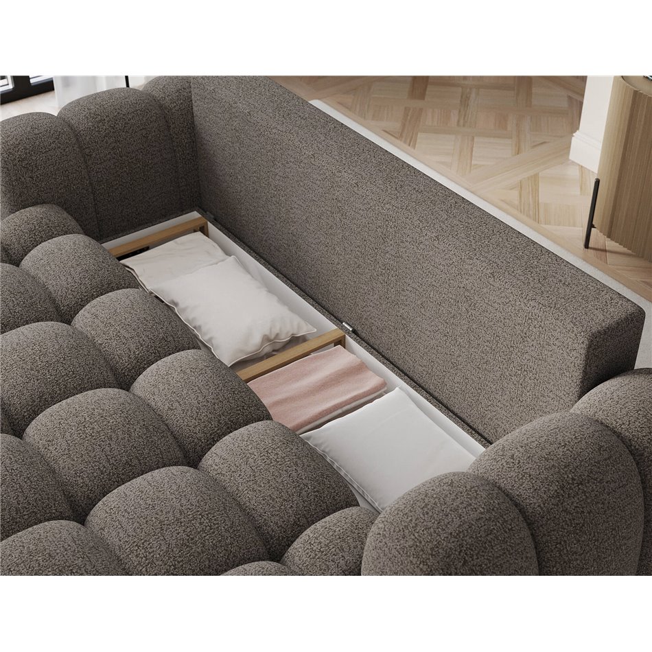 Sofa bed Elcotonn, sleeping function, Royal 20, boucle, beige, H105x256x119cm