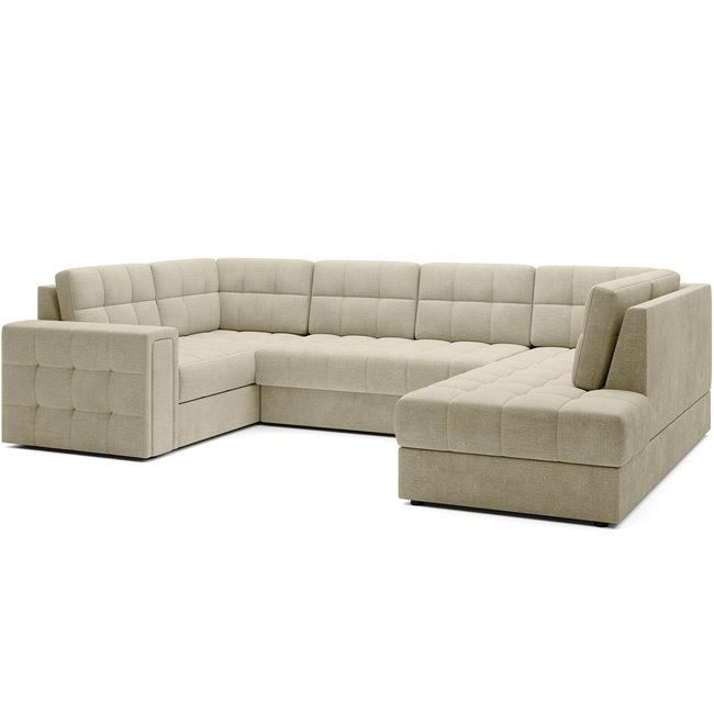 Corner sofa Elewett R, sleeping function, Monolith 04, velvet, beige, H82x299x198cm