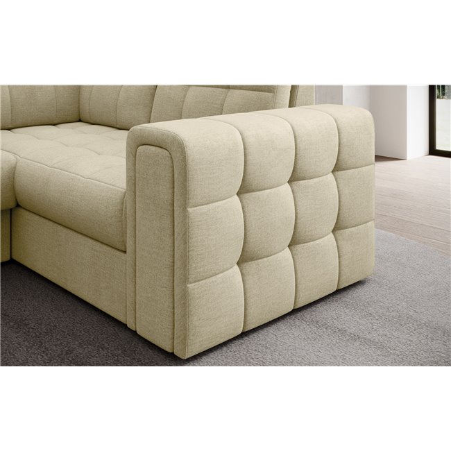 Corner sofa Elewett L, sleeping function, Monolith 04, velvet, grey, H82x299x198cm