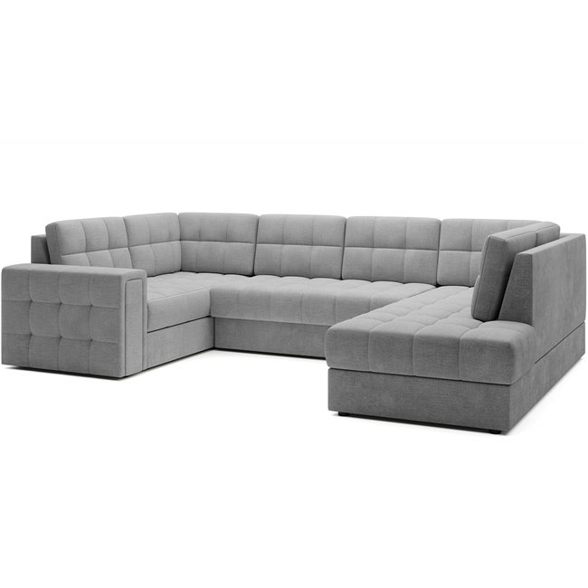Corner sofa Elewett R, sleeping function, Monolith 85, velvet, grey, H82x299x198cm