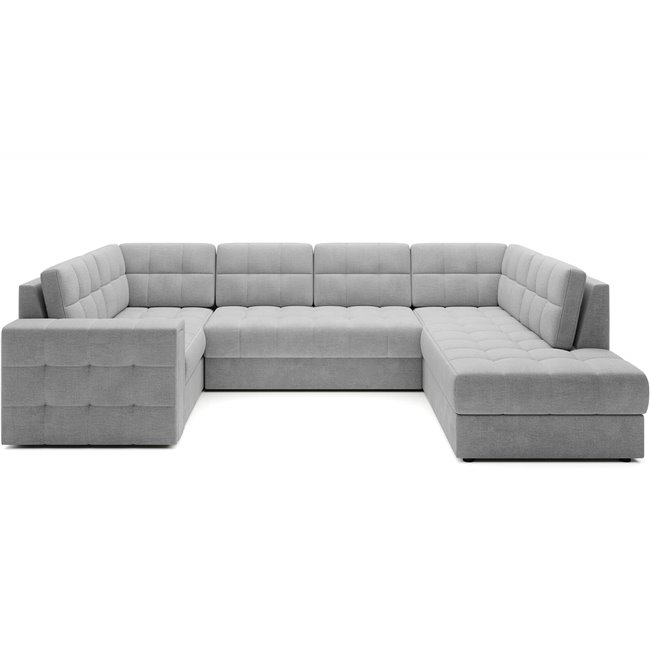 Corner sofa Elewett R, sleeping function, Monolith 84, velvet, grey, H82x299x198cm