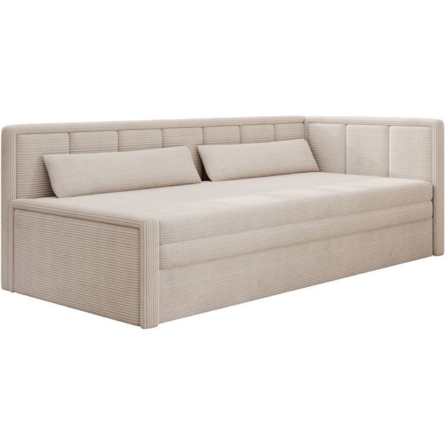 Sofa bed Elfulgeo R, sleeping function, Jarell 18, corduroy, beige, H77x214x82cm