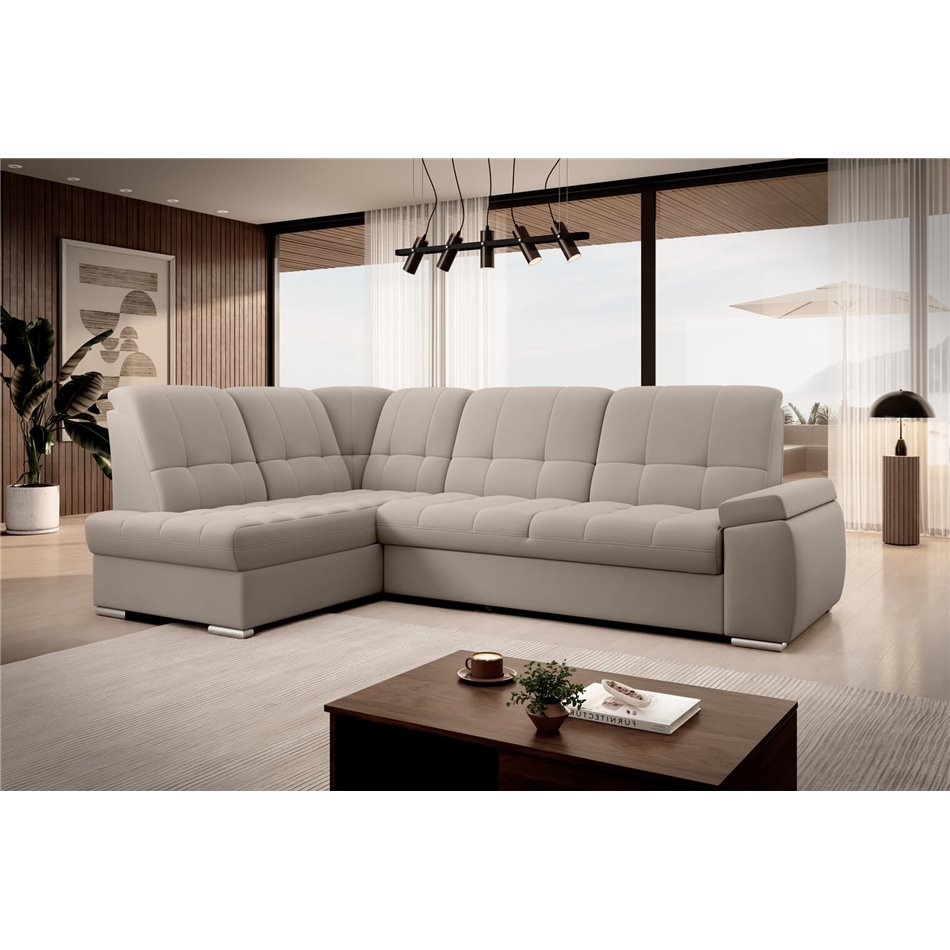 Угловой диван Elsado L, раздвижной, Sola 18, бежевый, H95x272x192cm