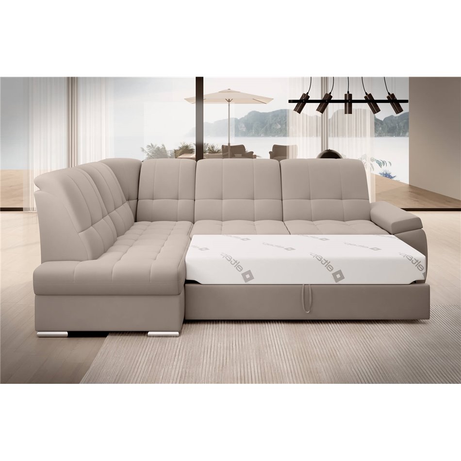 Угловой диван Elsado L, раздвижной, Sola 18, бежевый, H95x272x192cm