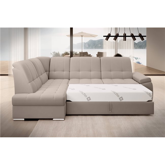 Угловой диван Elsado L, раздвижной, Sola 18, бежевый, H95x272x192cm