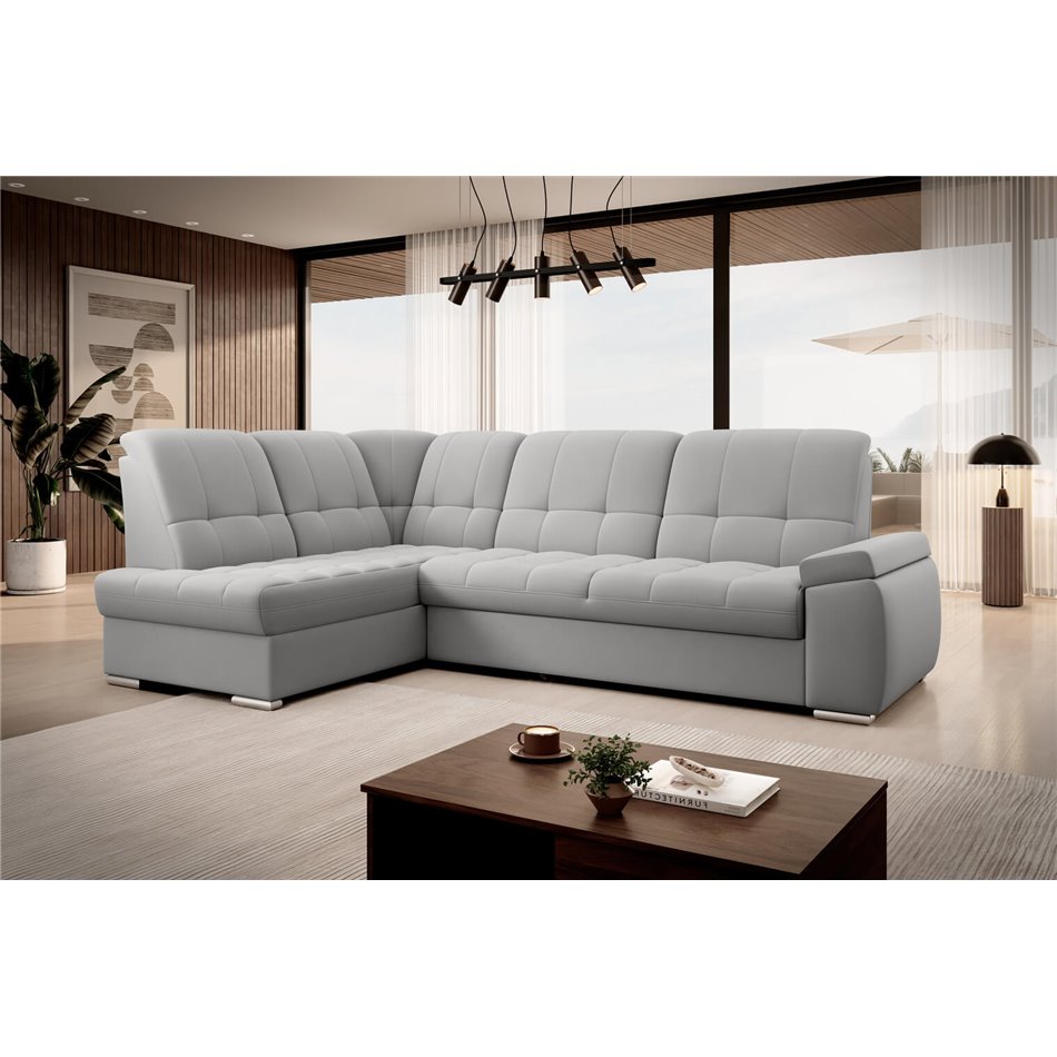 Угловой диван Elsado L, раздвижной, Sola 04, серый, H95x272x192cm