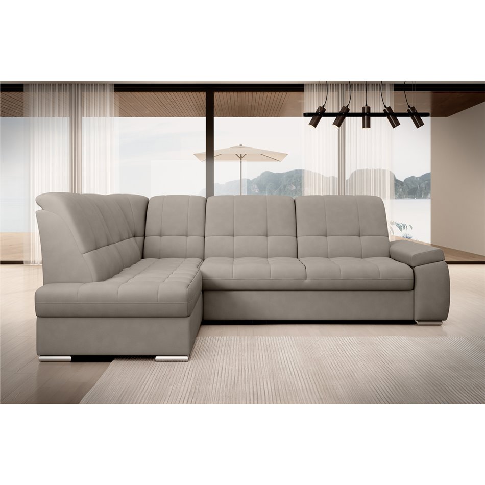 Угловой диван Elsado L, раздвижной, Poco 07, серый, H95x272x192cm