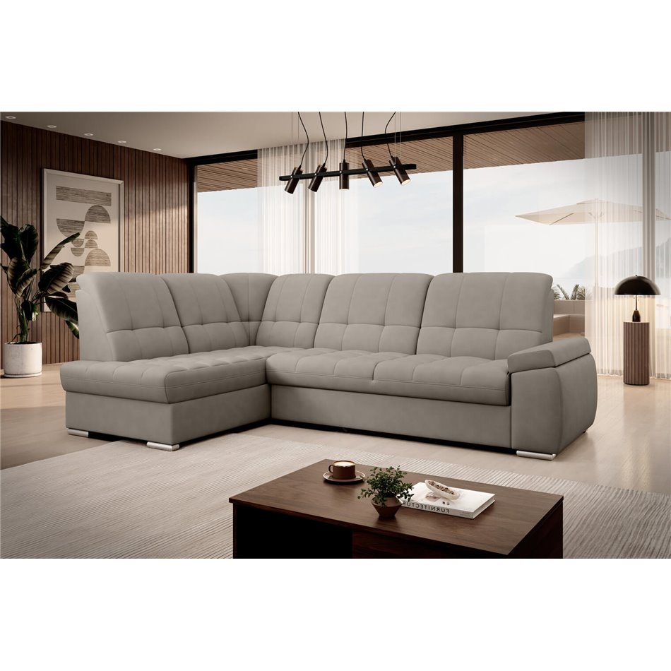 Угловой диван Elsado L, раздвижной, Poco 07, серый, H95x272x192cm