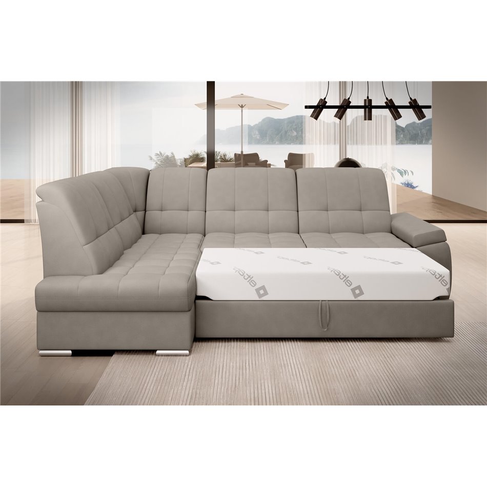 Угловой диван Elsado L, раздвижной, Poco 07, серый, H95x272x192cm