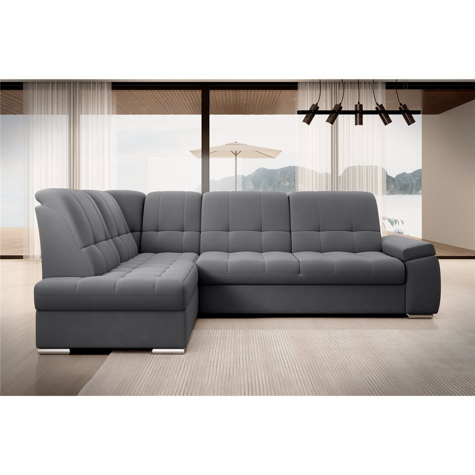 Угловой диван Elsado L, раздвижной, Sola 06, темно-серый, H95x272x192cm