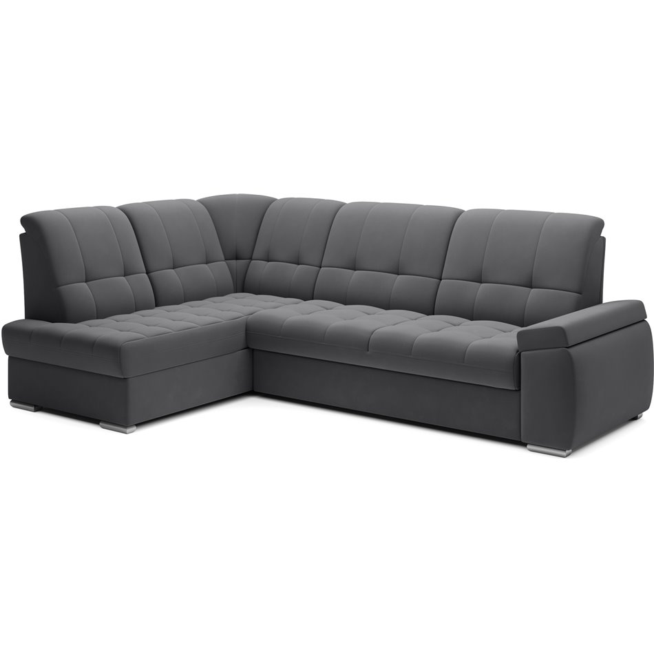 Угловой диван Elsado L, раздвижной, Sola 06, темно-серый, H95x272x192cm