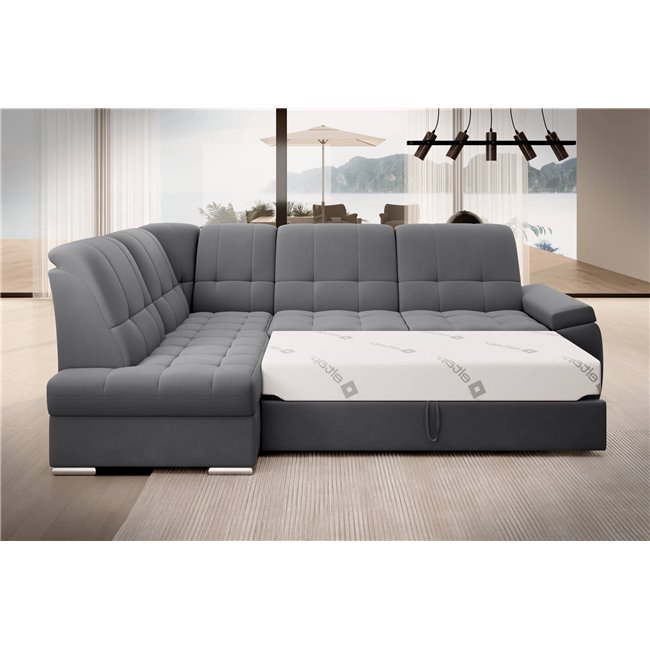 Угловой диван Elsado L, раздвижной, Sola 06, темно-серый, H95x272x192cm