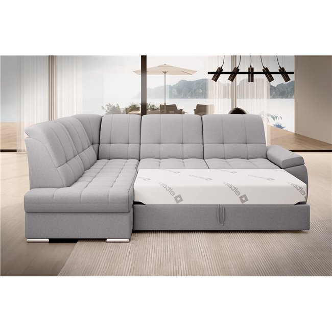 Угловой диван Elsado L, раздвижной, Gojo 04, серый, H95x272x192cm