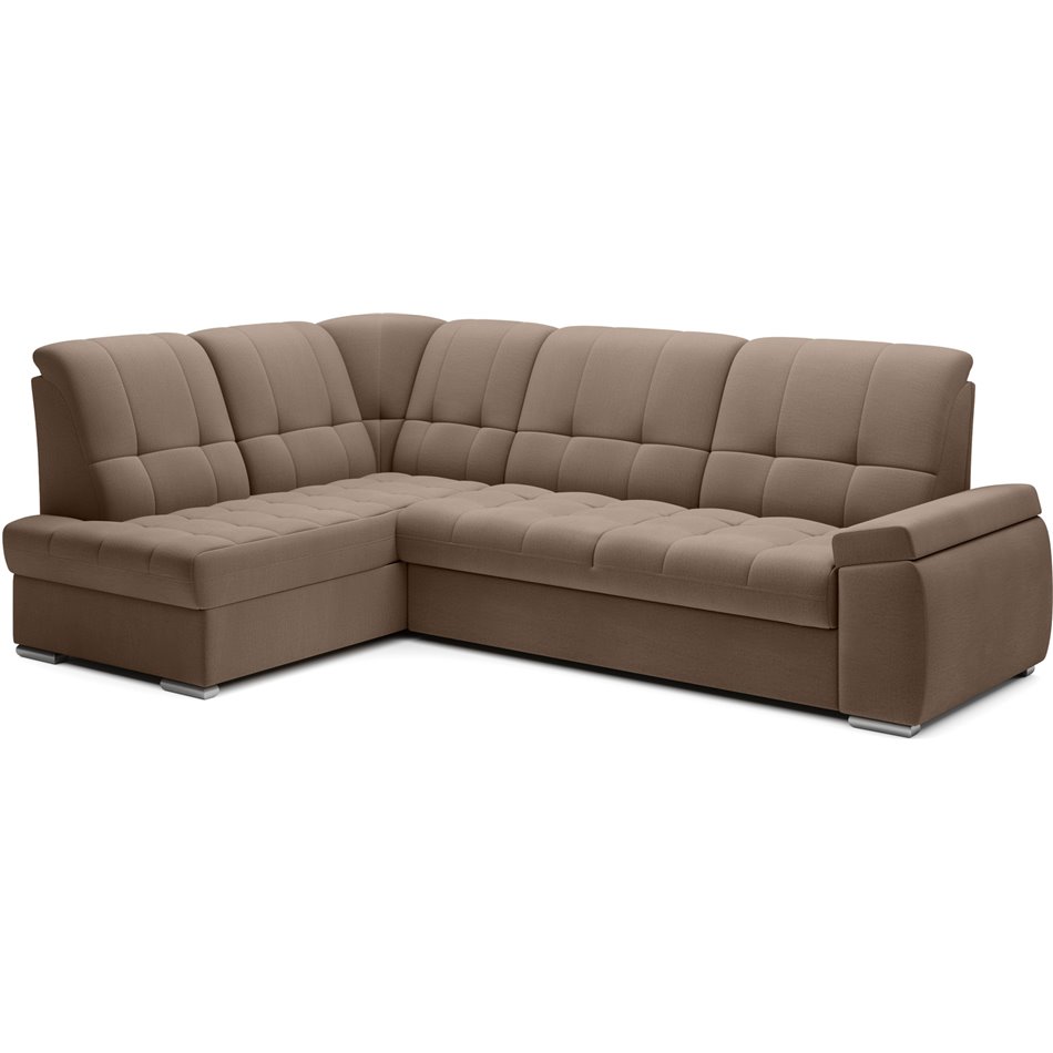 Угловой диван Elsado L, раздвижной, Nube 20, бархат, светло-коричневый, H95x272x192cm