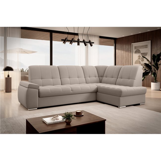 Угловой диван Elsado R, раздвижной, Sola 18, бежевый, H95x272x192cm