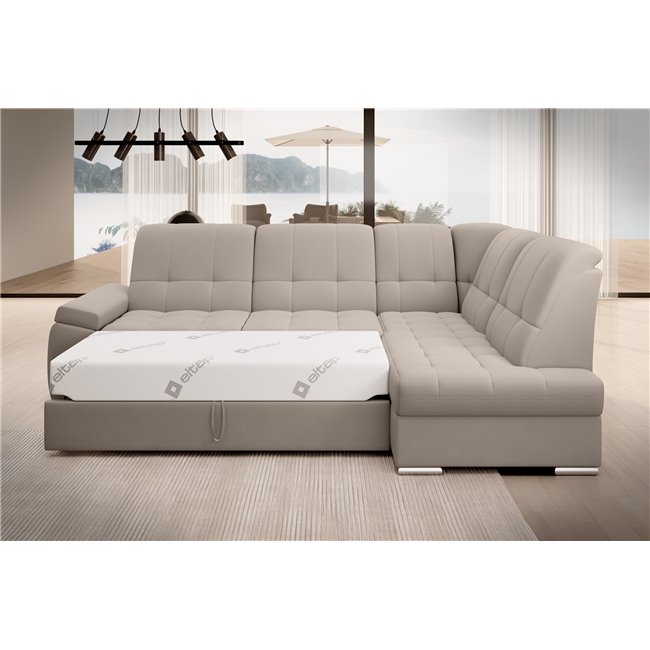 Угловой диван Elsado R, раздвижной, Sola 18, бежевый, H95x272x192cm